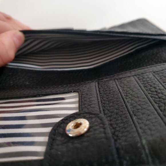 Kate Spade Black Pebbled Leather Wallet with White Trim - Picture 5 of 9